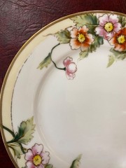 Set 7 Nippon Hand Painted 7.5” Dessert/Salad Plates Flowers Gold Detail 1900’s