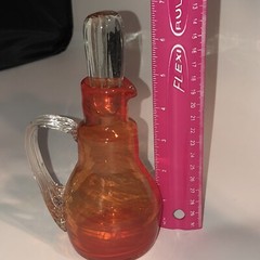 Vintage Glass Cruet Bottle W/ Stopper MCM Orange Pretty Empoli Fun