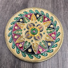 Byzantine Mosaic Brass Enamel Coasters Set Handmade Greece Religious Wall Art