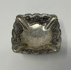 Davco Silver Ltd Footed Ornate Trinket Dish 4″ Silver Plated Victorian Vintage