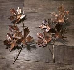 2 to 1 Convertible Vtg MCM Maple Leaf Wall Art Sculpture Metal Copper
