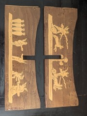 Vtg Marquetry Inlay Wooden Stand Greco Roman Mythology Art Display Base Cherub