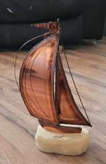 Vtg John De Mott Copper 10″ Sail Boat on Quartz Base Signed Nautical Gift