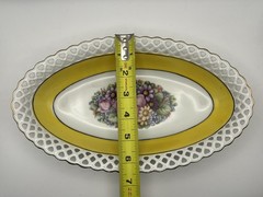 VTG Porcelain HAND-painted Schuman Bavarian Reticulated serving dish 11.5” Rose