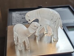 BMurano Style Art Glass Mother and Cub Polar Bear Set Hand Blown Art Glass
