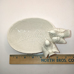Vintage Fitz & Floyd Ceramic Love Birds Trinket Soap Dish Beige 1978 Japan