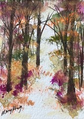Original ACEO Watercolor Painting by Mary King – Path Through the Trees