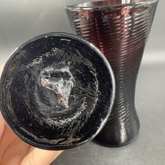 Venetian Hand Blown Art Glass Tumbler Drinking Glasses Cups Amethyst Optic Set 3