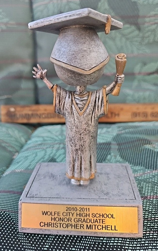 Bobblehead, Graduation,College,High School,paperweight, Metal,pre-owned