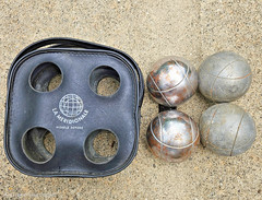 Vtg French Petanque Boules / Bocce 4-Piece Set | La Meridionale Marseille Cruise
