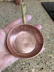 Vintage Copper Kitchenware Lot Small Cup Pot Pan Funnel Kettle