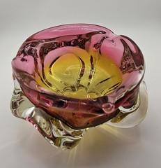 Gorgeous Bohemian Joseph Hospodka for Chribska Glassworks Art Glass Heavy Dish