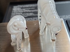 BMurano Style Art Glass Mother and Cub Polar Bear Set Hand Blown Art Glass