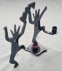 Vintage Original Ivan McLean Cut Steel Metal Sculpture Candle Holder Heart 1998