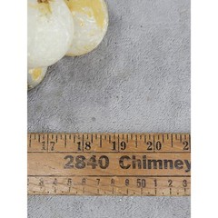 Vintage Alabaster Stone Grapes Cluster Yellow Marble Wood Stem MCM 19 Inch Large