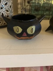 Mary Engelbreit Enesco Metal Black Cat Head Ghoul Face Rare Halloween 4 Cats 03