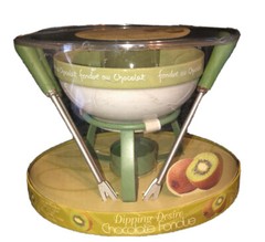 NEW JOE Dipping Desire Chocolate FONDUE Ceramic Bowl Forks Metal Burner Fun