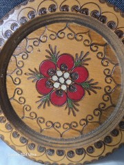 Vintage Wooden Pyrography Mandala Plate Hand Painted Decorative Wall Hanging Art