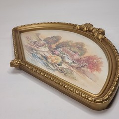 1980’s HOMCO Wall Decor Farm Scene Bridge House Hay Wagon Farm House Fan Decor