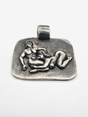 Ancient Roman Erotic Silver Pendant Classical Reclining Scene Relief Artifact