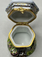 Vintage Atelier De Lemoges France Trinket Dish Bird House Hand Painted Porcelain