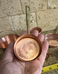 Vintage Copper Kitchenware Lot Small Cup Pot Pan Funnel Kettle