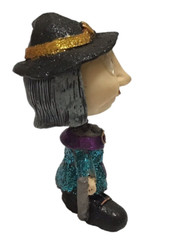 Witch Bobble Head Glittery Bobblehead Jiggling Resin 4.25″ Witchy Sparkle