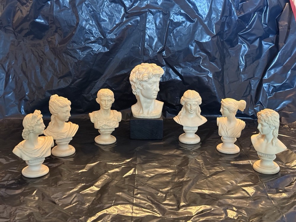Vintage Neoclassical Grand Tour 7 Pc Bust Set