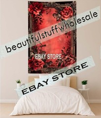 Gothic Wall Tapestry Floral Border victorian romantic elegance 59X82 in