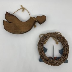 VTG Country Folk Wall Décor Set – Hearts, Dove, Wreath, Baskets (5 Pc)