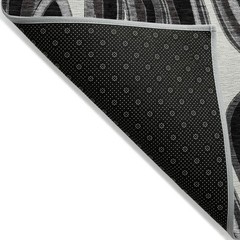 3′ X 5′ Black Gray And White Abstract Washable Rug