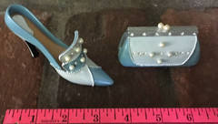 NOS AVON All Dressed Up miniature Ethereal BLUE High Heel SHOE and HANDBAG