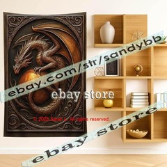 Golden Dragon Relief Tapestry 3D look Wall Art mythic 39X59 in