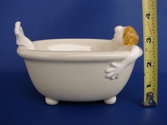 RARE Vintage 1975 Fitz & Floyd Man in Bathtub Soap Dish Whimsical Collectible
