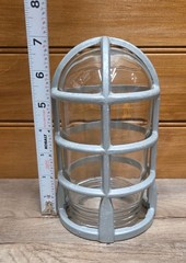 Cast Aluminum Light Bulb Cage & Glass Insert Type Lamp Industrial MCM