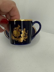 Vintage 14 Piece Lot – MINI Limoges Castel France Cobalt Blue 22 Karat Gold Trim