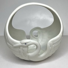 Vintage Fitz and Floyd Swan porcelain Basket 1980s