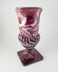 Imperial Glass Red & White Slag Dancing Ladies Neoclassical Nymphs Footed Vase