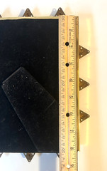 Vintage Brutalist Brass & Stone Geometric Tabletop/Wall Mirror MCM 1970s OOAK