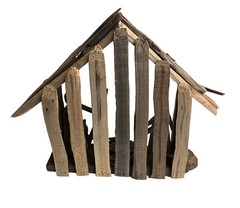 Vtg Driftwood Nativity Creche Hand Crafted Wood Sticks Folkart Rustic Display
