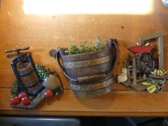 Vintage Homco 3-Piece Wall Decor Set – Cast Aluminum – Apple Cider Press, Corn S