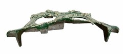 Antique Cast Metal Art Nouveau Clock Face/Picture Frame, Green & White, 11-1/2″