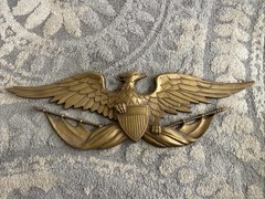 Gold Metal Colored Patriotic Eagle & Shield. 8-1/2” X 27”