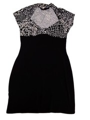 Dress Junior Size M Medium Black White Pattern Top Bow Front Mixxology