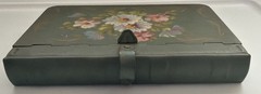 Vintage E.T. Nash Tole Ware Butler Flowers Floral Metal Trinket Box Hinged Lid