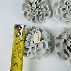 Chive France Collection Limoges Gray White Ceramic Flowers Set of 4 Vintage #4
