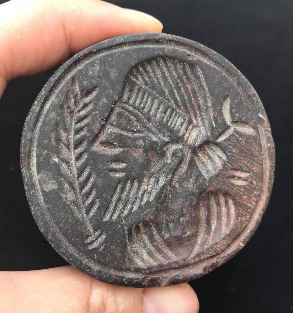 Chorlite Stone Very Antique Roman Greek Civiliztion Ancient Round Stamp Bead