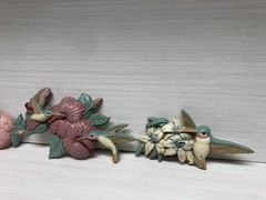 Vintage Set of 3 Hummingbirds Plastic Wall Hanging Decor Made in USA Burwood