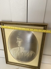 Antique Sepia Portrait Young Woman 1910-1920s Edwardian Framed Photo Oval 40×30