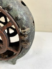 Japanese Nautical Hand Cast Lantern Patina Ship Ocean Sea Heavy Vintage